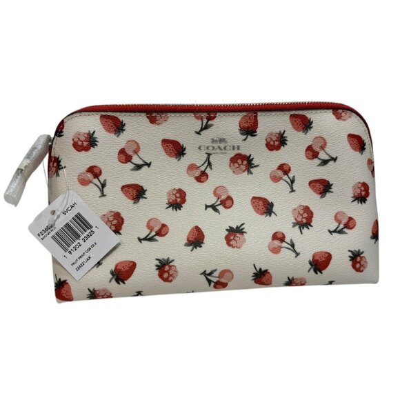 NWT Coach Cosmetic Case Pouch Fruits Print Chalk Multi F23680 Cherries - Picture 1 of 6